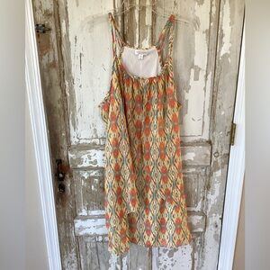 Bisou Bisou Dual Strap Sleeveless Dress with Geometric Chiffon Overlay size 16